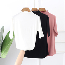 Modal Mid-Sleeve base shirt Womens New Summer Stack Collar Half sleeve High Collar Joker Thin Thin Autumn T-shirt