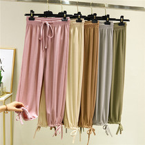 Ice Silk Seven Pants Woman Summer Thin mask Elastic Foot Mouth Pumping Rope Loose and Casual Tide Beat Bottom Pants