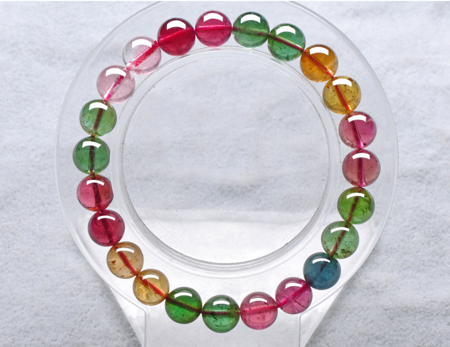 19克 珠子8.2毫米 碧玺手链 糖果色 63939