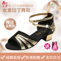 Sanshas new daughter Child Latin Dance Shoes Little Kids Dance Shoes With Soft Bottom Shoes Summer Practice Shoes Dancing Shoes