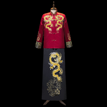 Mens Xiuhe suit Chinese wedding grooms dress Chinese style toast suit Pick-up suit Tang Suit Dragon and phoenix coat Male plus size