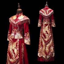 Hong Xiuhe dress Chinese wedding dress toast dress pregnant bride covering belly wedding dress 2021 new Panjin embroidered dragon and phoenix coat