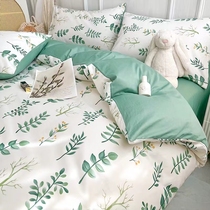 Pure cotton bedding four-piece set cotton small fresh bedding printed fitted sheet single bed three-piece set pastoral style