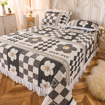 2022 new bed cover single piece cotton net red pure cotton tatami quilted bed sheet four seasons quilted Kang cover three-piece set