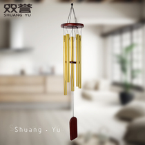 Dual Reputation Gold Wooden Five Tube Windbell Hanging Home Decor Hanging Simple Creative Festive Small Fresh Gift