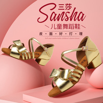 New Princess Butterfly Knot Latin Dance Shoes Children White Dance Practice Shoes Girl High Heel Soft Bottom Dance Shoes