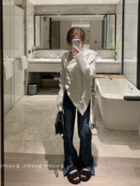 BABYblue (retro hot girl) Micro LaKings Jeans Woman High Waist Straight Drum Design Sensant Slim Trousers