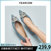 Yercon Small Aroma Wind Fine Heel Single Shoes Womens Style Teenage Girl 2022 Spring New Pointed Low Heel Fairy Gentle Shoes