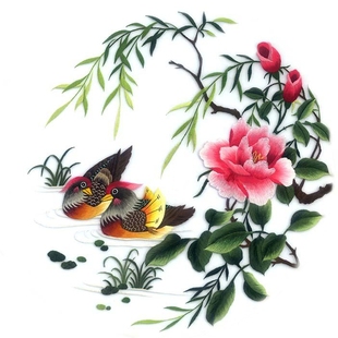 苏绣diy自学套件针迹扫描手工刺绣diy图案初学入门新手鸳鸯系列