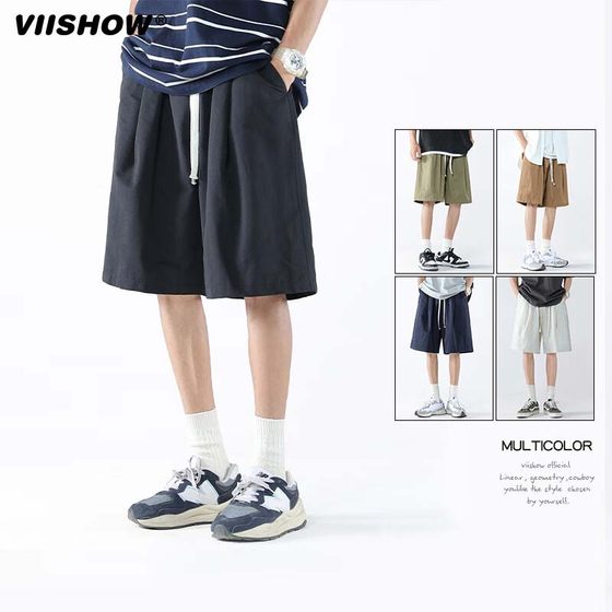 VIISHOW Japanese work shorts Men's summer loose solid color versatile thin straight sports five -point leisure pants VIISHOW Japanese work shorts Men's summer loose solid color versatile thin straight sports five -point leisure pants