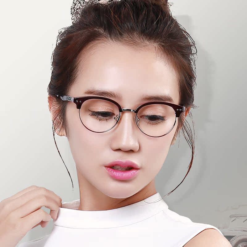乐申复古圆框眼镜女韩国超轻圆框镜架防辐射 蓝光时尚近视眼镜框产品展示图2