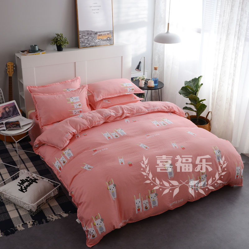 washed quilt cover single student dormitory single 1.5 bed double 200*230 meter cartoon cotton cloth plus quilt cover