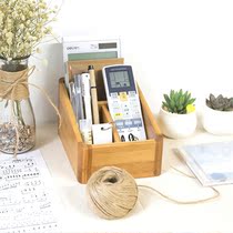 Home Dormitory Bamboo-wood Small Debris Remote Control Containing box Desktop Dogg Cosmetic Storage Box Multifunction