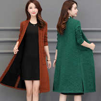 Spring and autumn jacket womens mid-length over-the-knee thickened cloak with middle-aged loose plus-size cardigan extra-large shawl