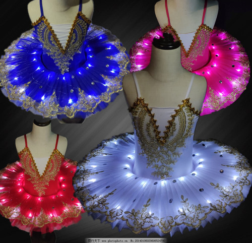 Girls little swan lake led tutu skirt ballet dance dresses Luminous Ballerina skirt fluorescent led performance dress for kids