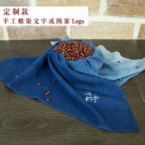 Grass and wood dyed blue dyed handkerchief scarf custom birthday gift batik creative gift hand-painted logo pattern