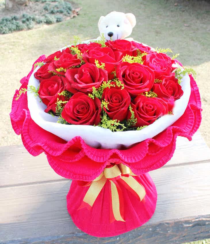 心意花坊 18朵红玫瑰花 晋安鲜花店 圣诞节鲜花 七夕情人节鲜花