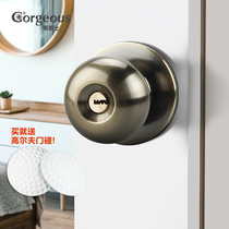 Stainless steel round ball lock universal room door lock indoor solid wood pure copper door handle copper core home lock door lock