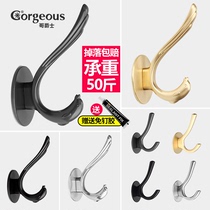 Wall Free Punch Hook Metal Black Wall Hangover Hook Single Wall-mounted Xuanguan Shoe Cabinet Wardrobe Bathroom