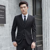 Spring and autumn business formal mens suit Korean version slim casual small suit fashion two coats Serge fabric