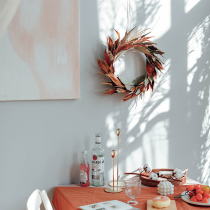 New year Christmas flower ring dried flowers real flowers leaves imported bifacial leaves 30cm rattan bar door hanging and linen decorations