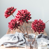 Clumsk Elephant Home Decoration Handmade Creative Wood Chrysanthemum Natural Plant Floral Design Red Ink Peony Dry Flowers