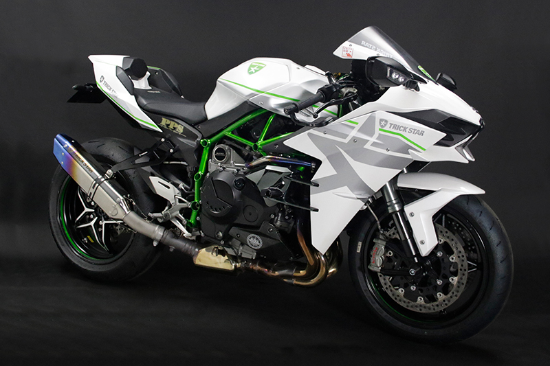 trick star kawasaki h2 r政府认证钛合金不锈钢碳纤维尾段排气管