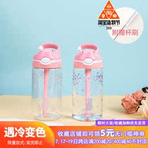 American Contigo Contigo childrens leak-proof lock plastic color-changing straw cup full of cherry blossoms and cats