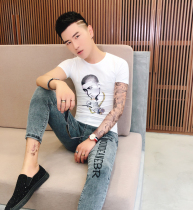 Spiritual guy short-sleeved T-shirt mens net red character personality trend Joker social clothes half-sleeve shirt