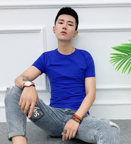 Ice cool cotton slim round neck short sleeve T-shirt mens casual net version trend body shirt spirit guy close-fitting cotton T-shirt