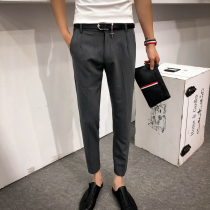 Summer new British fall feel small pants mens casual ankle-length pants Korean slim pants suit pants men