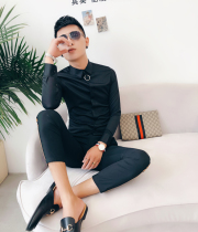 Base shirt mens best Korean youth solid color fashion slim casual shirt tide Joker nightclub clothes