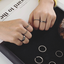 Tide brand hand-made twist thread simple retro collocation combination ring opening couple joint ring tail ring