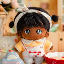 Net Red No Property Black Buds 20cm Cotton Dolls Cute Fried Hair Changing Doll