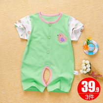 Baby one-piece clothes pure cotton Summer thin newborn clothes Climbing Suit Infant Short Sleeve Khacoat 0-1-Year-Old 3 Baby Summer Clothes