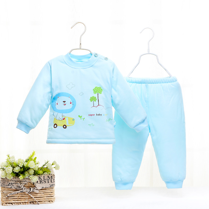 Baby suit early winter heating room newborn clothes quilted baby thermal underwear pajamas open file autumn and winter children's clothing