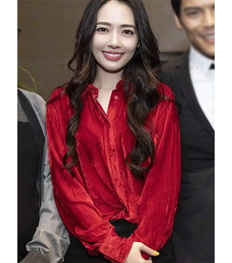 2020早春郭碧婷明星同款喜庆灯芯绒红色衬衫显瘦气质上衣女潮in