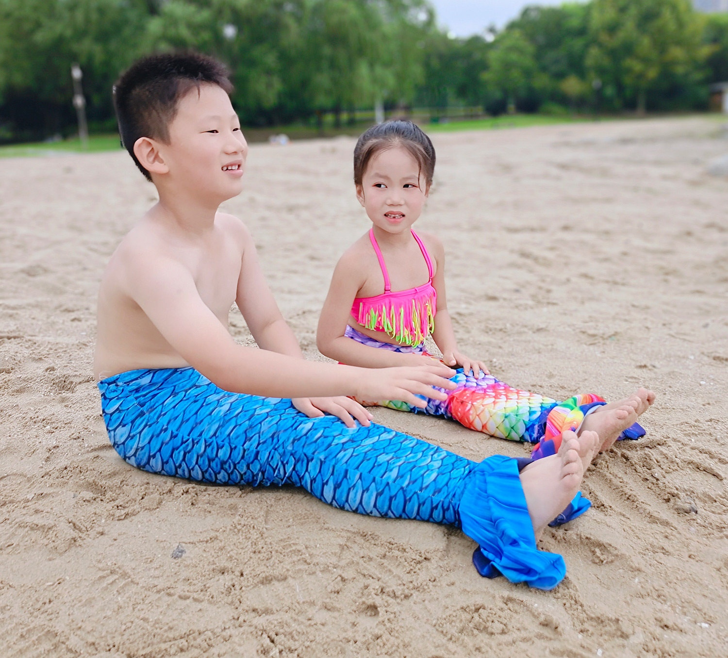 男生的美人鱼尾巴 男童男孩泳衣泳装服装衣服儿童人鱼拍照道具