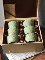 Green porcelain home rice bowls China-Japan style cutlery 4 5-inch minimalist rice bowl Anti-scalding small soup bowl Courtesy Kit Suit