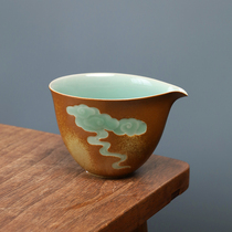 Home Big Public Cup Handmade Green Porcelain High-end Sub-Tea Instrumental Fair Cup Chinese Tea Tea Sea Collection Gifts of Courtesy Ceramics