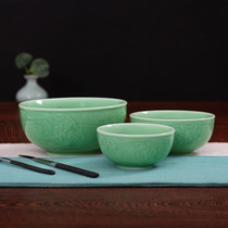 Longquan celadon tableware rice bowl ceramic bowl household soup bowl noodle bowl microwave Bowl set tableware