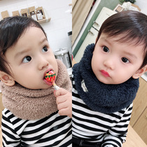 Winter Korean version of solid color childrens pullover scarf scarf for boys and girls plush thick scarf baby plus velvet collar