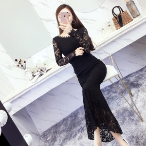 Fishtail lace dress slim pack hip sexy party evening dress