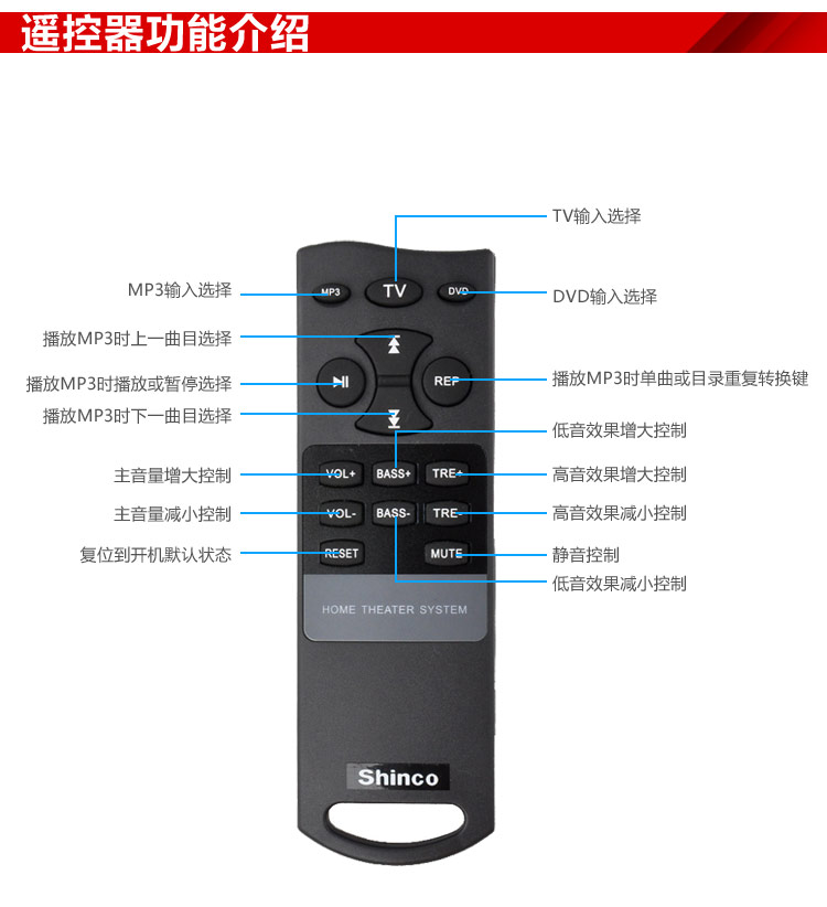 shinco/新科 tv3916家庭音响 液晶电视音响无线家庭影院回音壁