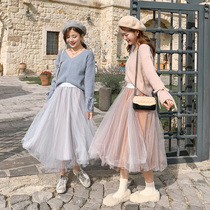 Mesh skirt womens 2019 spring and summer new a-line tutu medium-long super fairy fairy long skirt yarn skirt