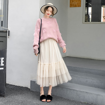 Skirt suit womens 2020 new spring fashion Western style sweater with cake yarn skirt suit two-piece spring and autumn