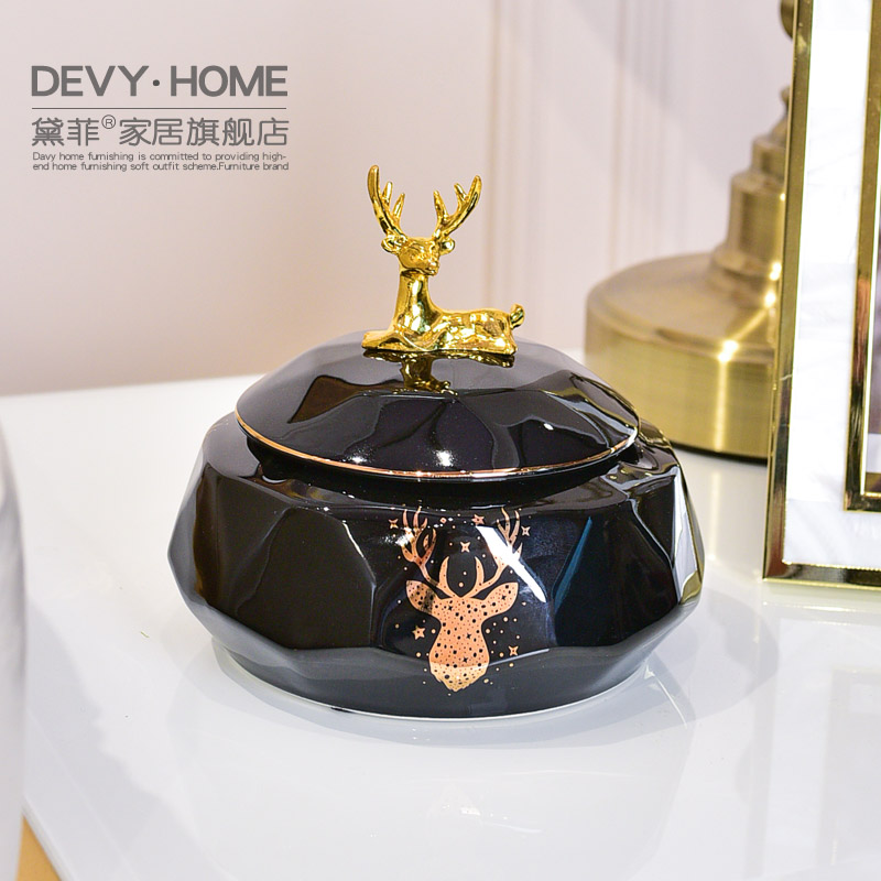 Light European - style key-2 luxury creative ceramics with cover an ashtray move sitting room to receive box jewelry box office decoration furnishing articles