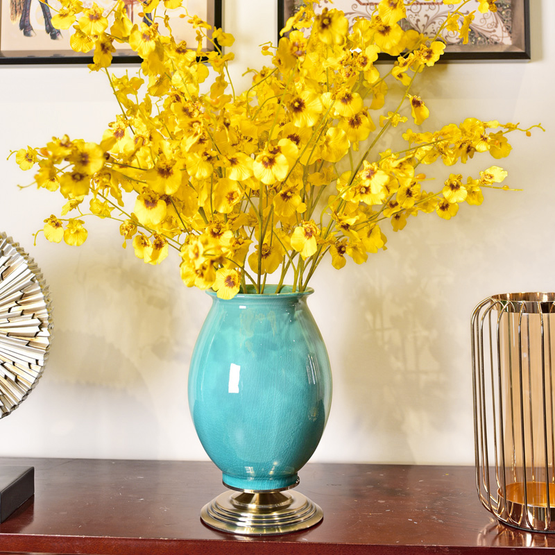 Light European - style key-2 luxury furnishing articles ceramic vase American household living room TV cabinet table decoration simulation flower arranging flowers