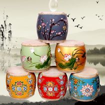 Drum stool cowhide hand-painted drum stool Drum pier Coffee table stool Shoe stool stool low stool round stool