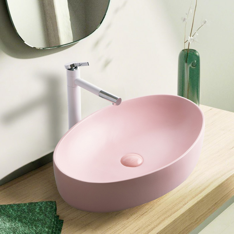 Pink stage basin sink basin balcony ceramic lavabo single basin of small family toilet basin simple household